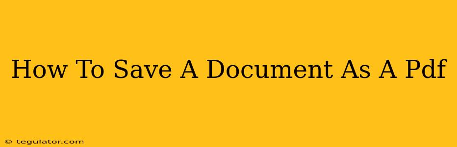 How To Save A Document As A Pdf