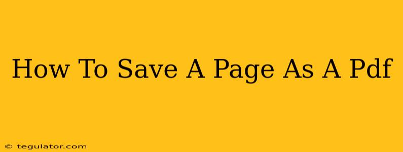 How To Save A Page As A Pdf