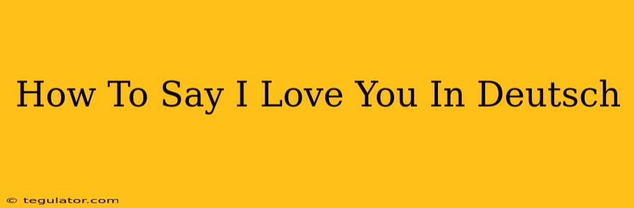 How To Say I Love You In Deutsch