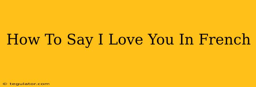 How To Say I Love You In French