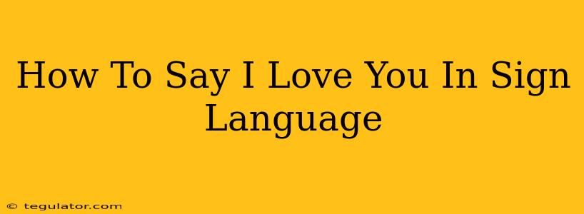 How To Say I Love You In Sign Language