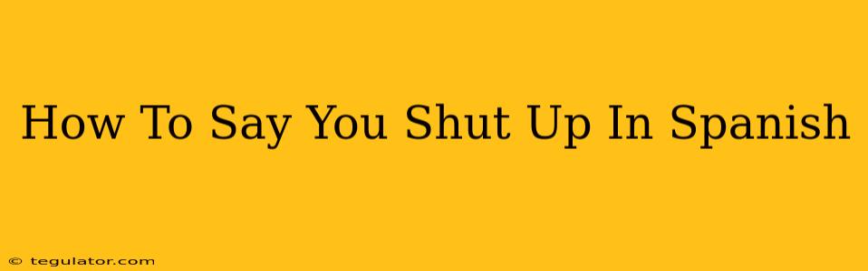 How To Say You Shut Up In Spanish