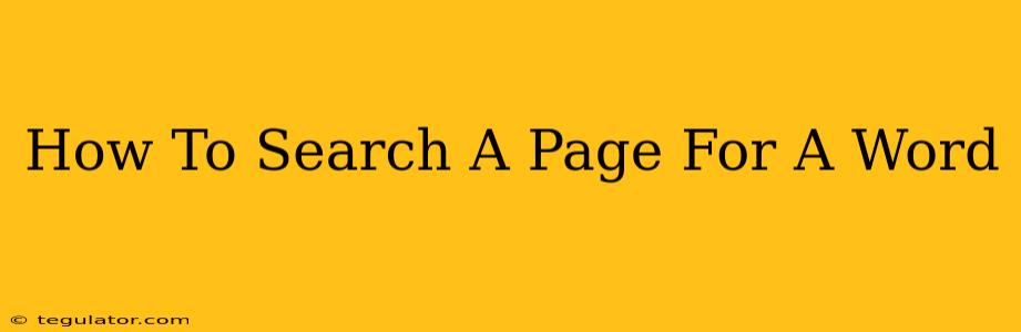 How To Search A Page For A Word