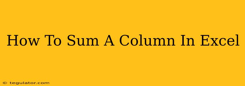 How To Sum A Column In Excel