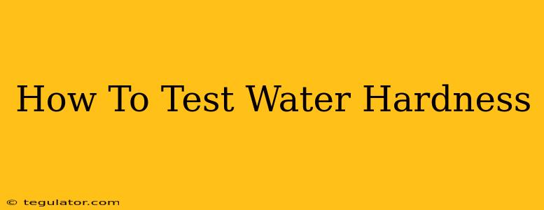 How To Test Water Hardness