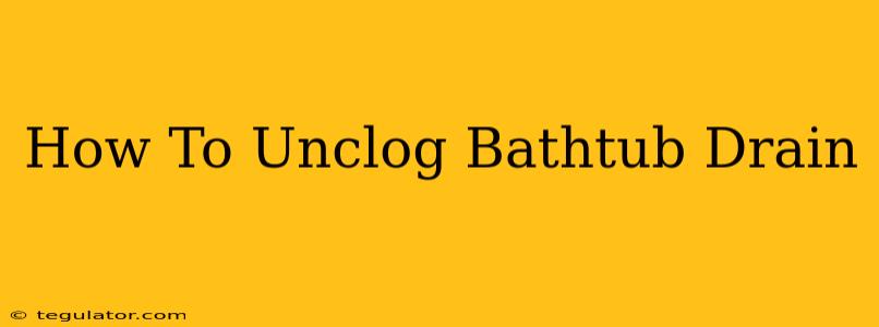 How To Unclog Bathtub Drain