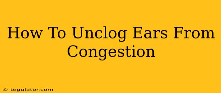 How To Unclog Ears From Congestion