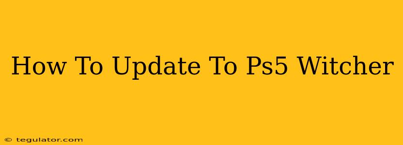 How To Update To Ps5 Witcher