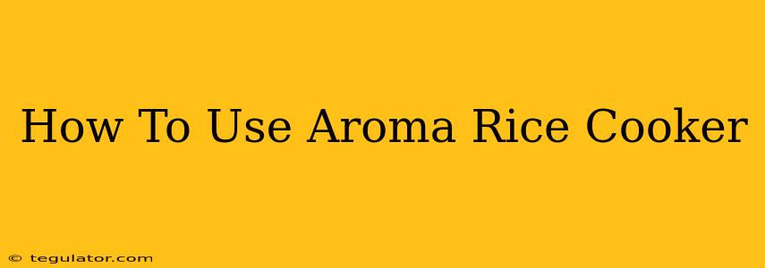 How To Use Aroma Rice Cooker