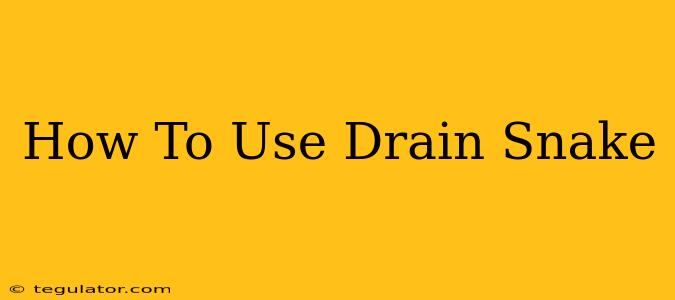 How To Use Drain Snake