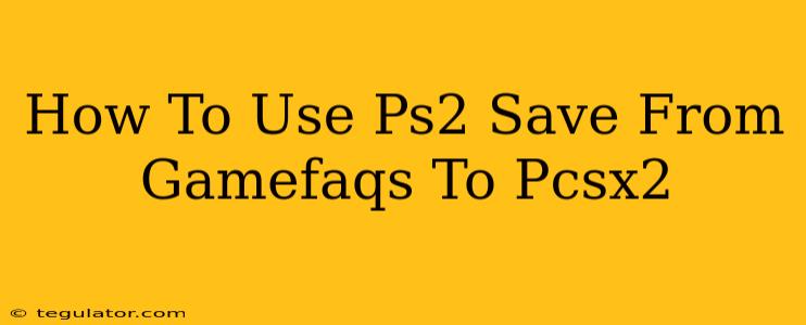 How To Use Ps2 Save From Gamefaqs To Pcsx2