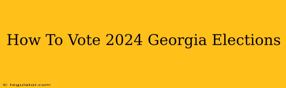 How To Vote 2024 Georgia Elections