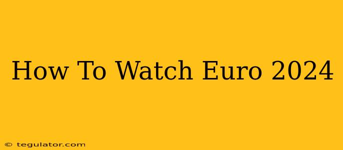 How To Watch Euro 2024