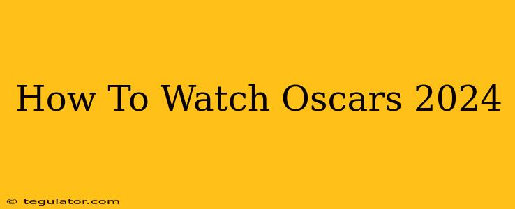 How To Watch Oscars 2024