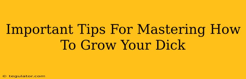 Important Tips For Mastering How To Grow Your Dick