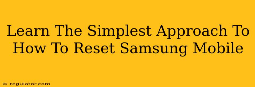 Learn The Simplest Approach To How To Reset Samsung Mobile