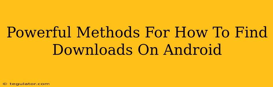 Powerful Methods For How To Find Downloads On Android