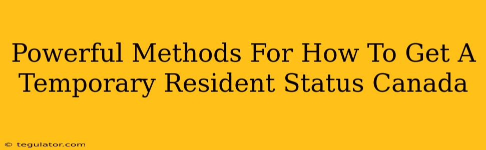 Powerful Methods For How To Get A Temporary Resident Status Canada