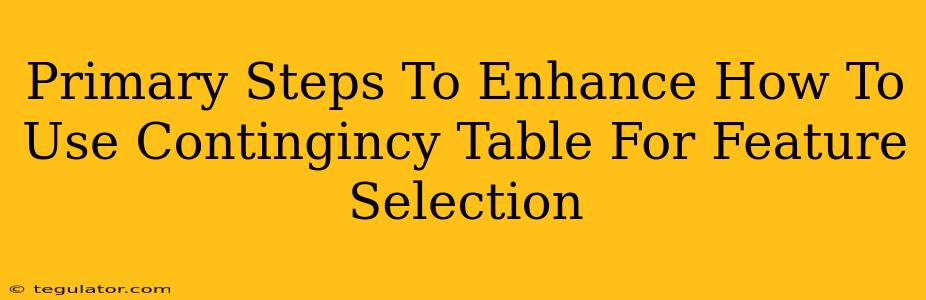 Primary Steps To Enhance How To Use Contingincy Table For Feature Selection