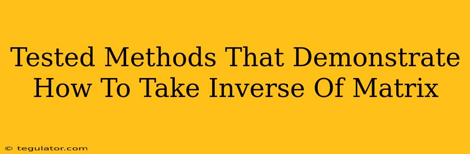 Tested Methods That Demonstrate How To Take Inverse Of Matrix