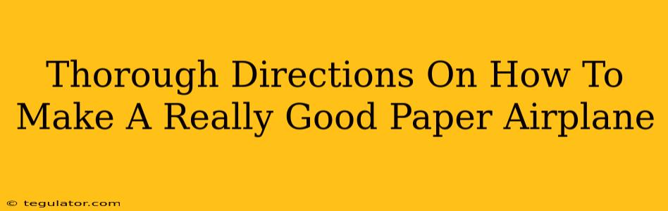 Thorough Directions On How To Make A Really Good Paper Airplane