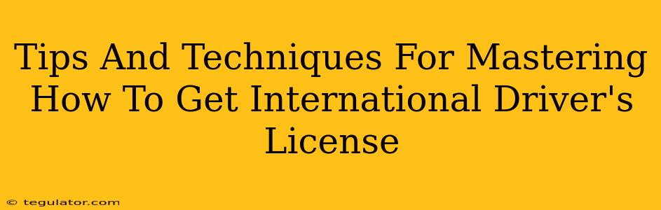 Tips And Techniques For Mastering How To Get International Driver's License