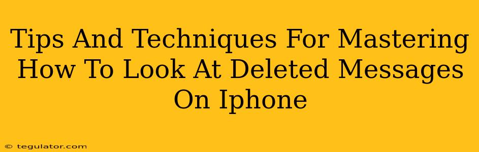 Tips And Techniques For Mastering How To Look At Deleted Messages On Iphone