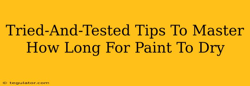 Tried-And-Tested Tips To Master How Long For Paint To Dry