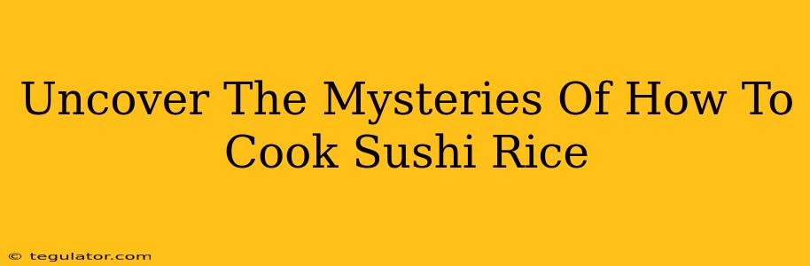 Uncover The Mysteries Of How To Cook Sushi Rice