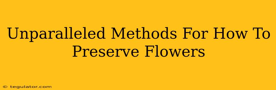 Unparalleled Methods For How To Preserve Flowers