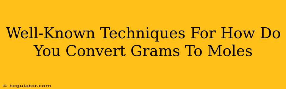 Well-Known Techniques For How Do You Convert Grams To Moles